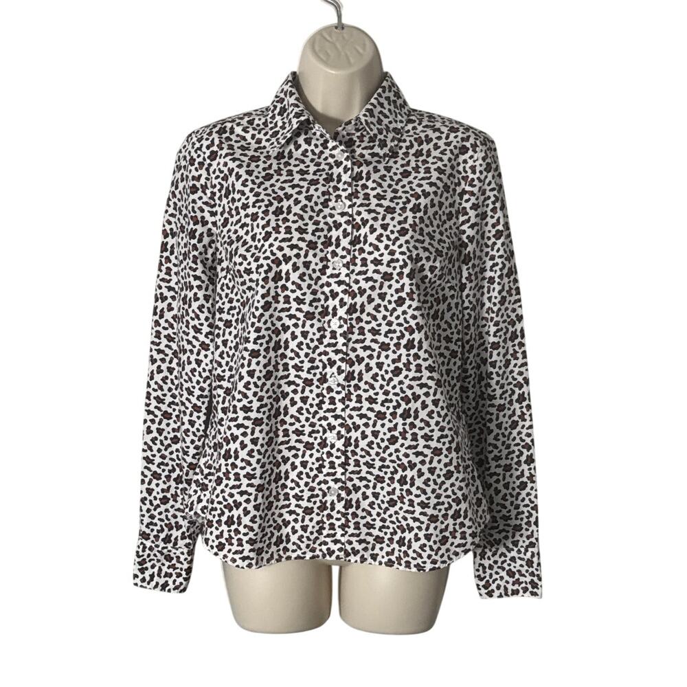 Boden Leopard Print Button Down‎ Long Sleeve Blouse Size 6